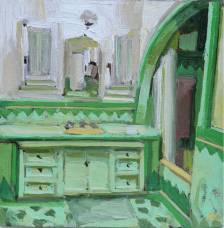Green Vintage Bathroom Interior