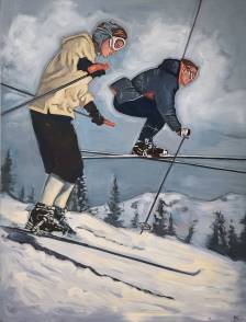 Action Skiing Couple