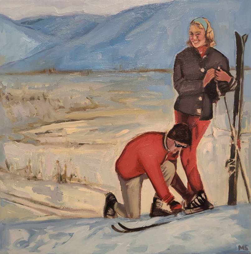 Ski Couple in Red