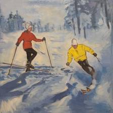 Skiers in Red and Yellow